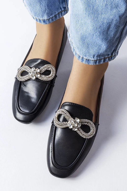 Schwarze Loafer mit Zirkonen Quirion