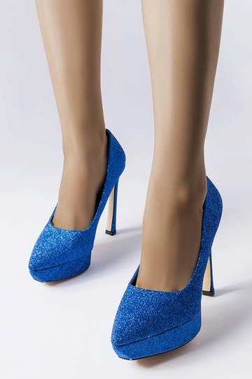 Blaue Proulx-Pumps mit Glitzer 2