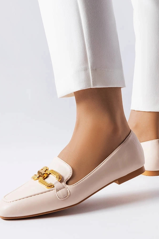 Beige Mokassins mit Rousseau-Schnalle