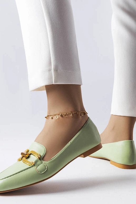 Grüne Mokassins mit Rousseau-Schnalle