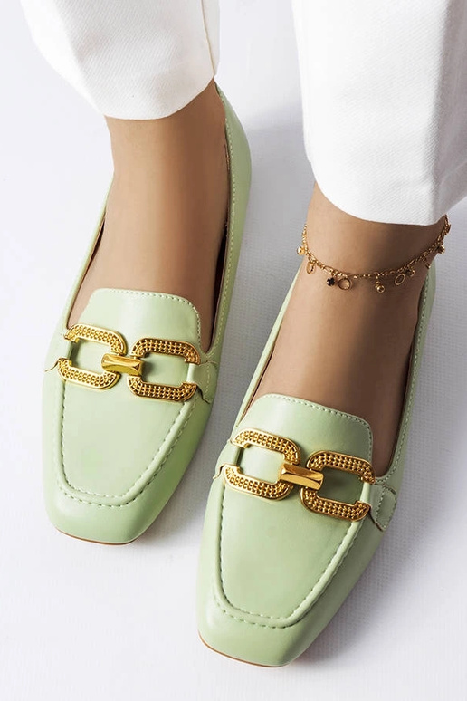 Grüne Mokassins mit Rousseau-Schnalle
