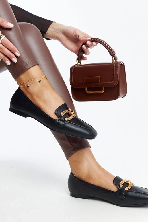 Schwarze Mokassins mit Rousseau-Schnalle