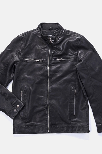 LeverettHerren Kunstlederjacke in schwarz