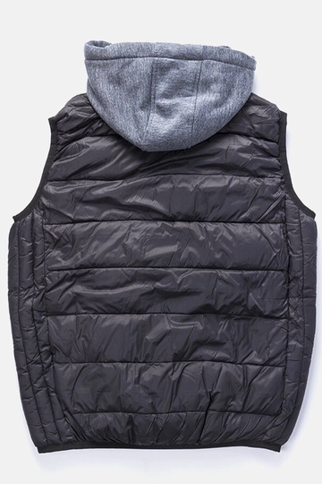 Schwarze Herrenweste mit Sweatshirtkapuze Avar
