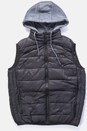 Schwarze Herrenweste mit Sweatshirtkapuze Avar 2