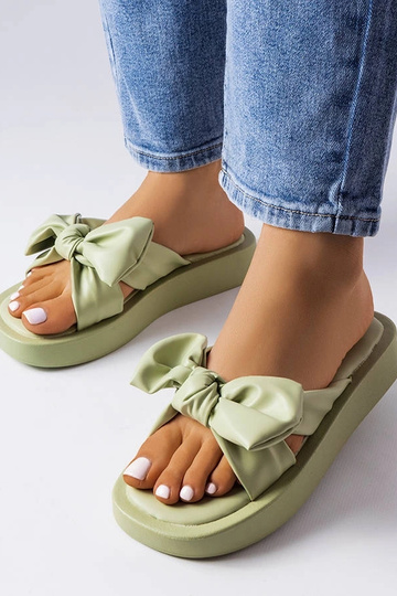 Grüne Plateau-Flip-Flops mit Schleife Edvard