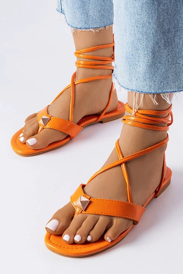 Marleau – Orangefarbene Schnürsandalen