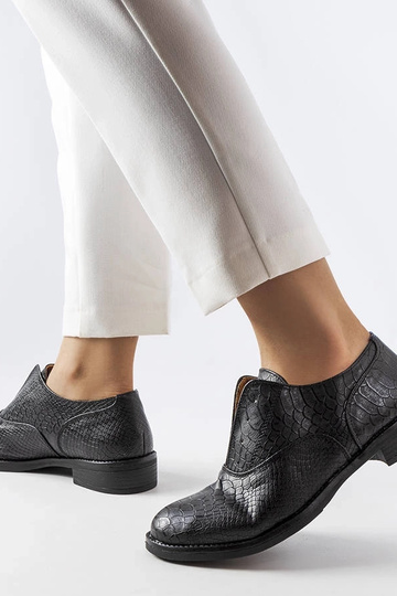 Schwarze Damen-Schnürschuhe aus Kunstleder Morel 2