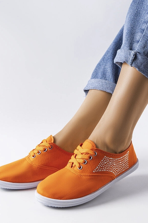 Orangefarbene Sneakers mit Zirkonia...