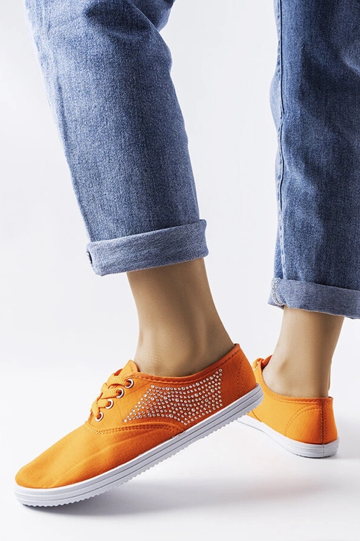 Orangefarbene Sneakers mit Zirkonia...