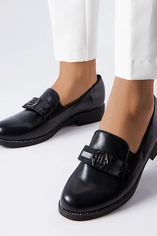 Schwarze dekorative Mokassins Tanguy