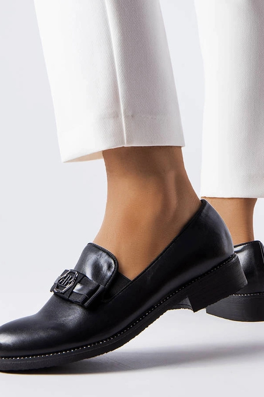 Schwarze dekorative Mokassins Tanguy