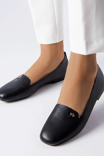 Schwarze Ballerinas „Noël“ mit eckiger Zehenpartie