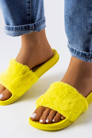 Raffaele gelbe Pelz-Flip-Flops