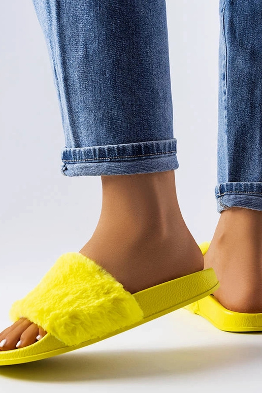 Raffaele gelbe Pelz-Flip-Flops