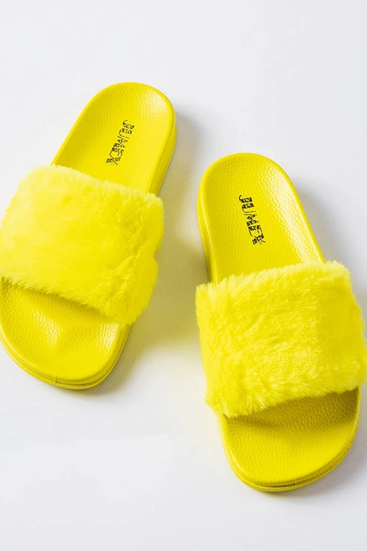 Raffaele gelbe Pelz-Flip-Flops