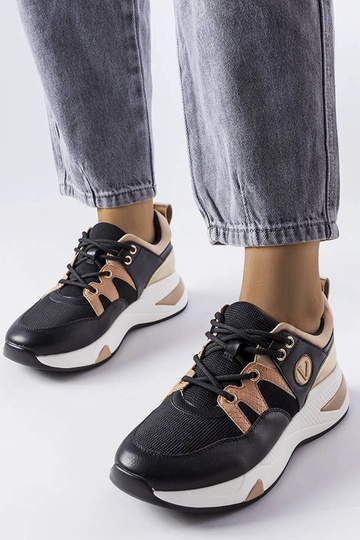 Schwarze und goldene Vinceza-Sneakers