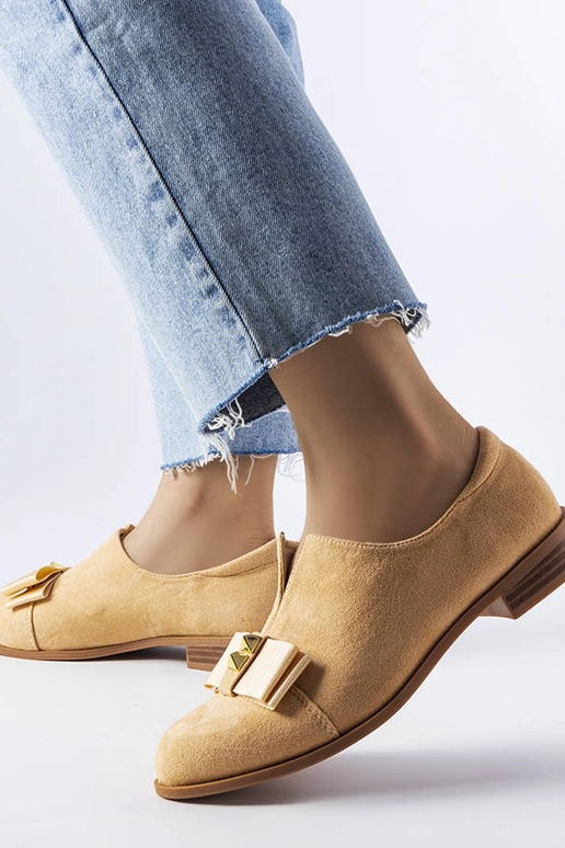 Beige Schuhe mit Schleife aus Pappel
