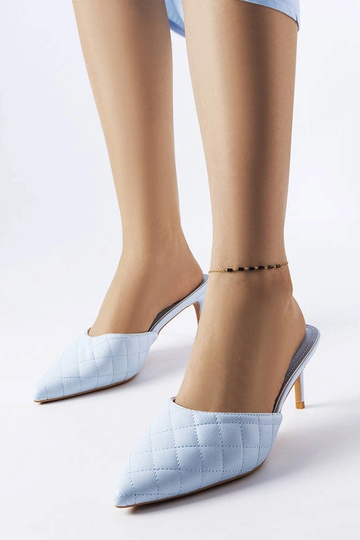 Blaue gesteppte Slipper mit Stilettoabsatz von Lambert 2