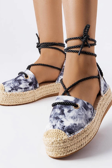Schwarze Duffet-Espadrilles mit Plateausohle und Schnürung