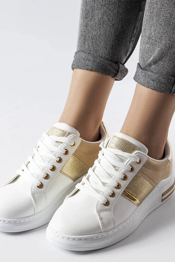 Weiße Sneakers mit beigen Einsätzen Deans