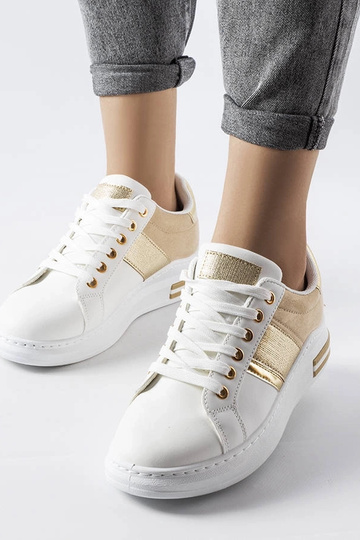 Weiße Sneakers mit beigen Einsätzen Deans 2