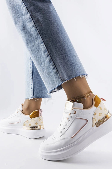 Weiße Sneakers mit beigen...