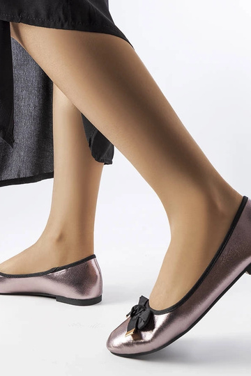 Silber Metallic Ballerinas mit Schleife Boro 2