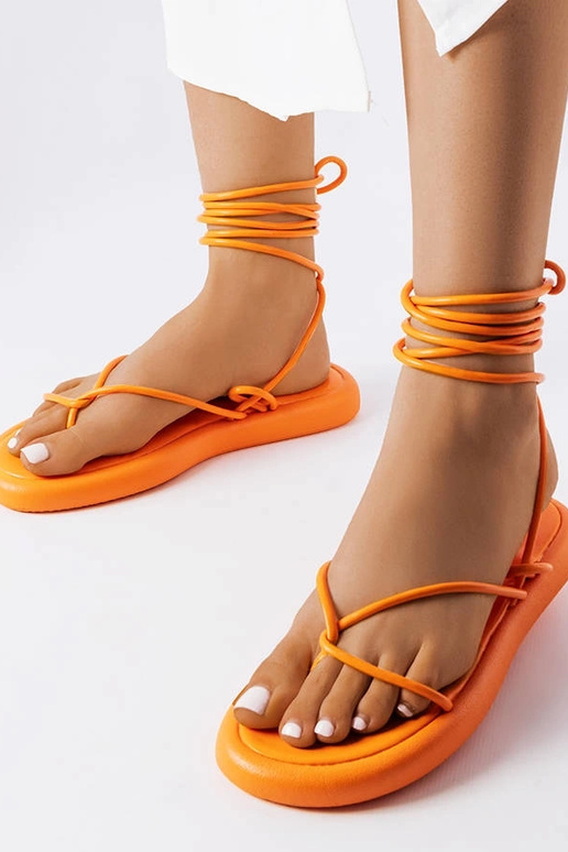 Laurence – Orangefarbene Schnürsandalen Laurence – Orangefarbene Schnürsandalen