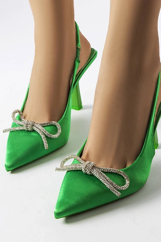Grüne High Heels mit Schleife Wildrose