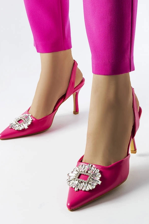 Rosa Pumps mit Strasssteinen Moïse