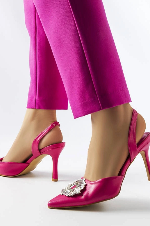 Rosa Pumps mit Strasssteinen Moïse
