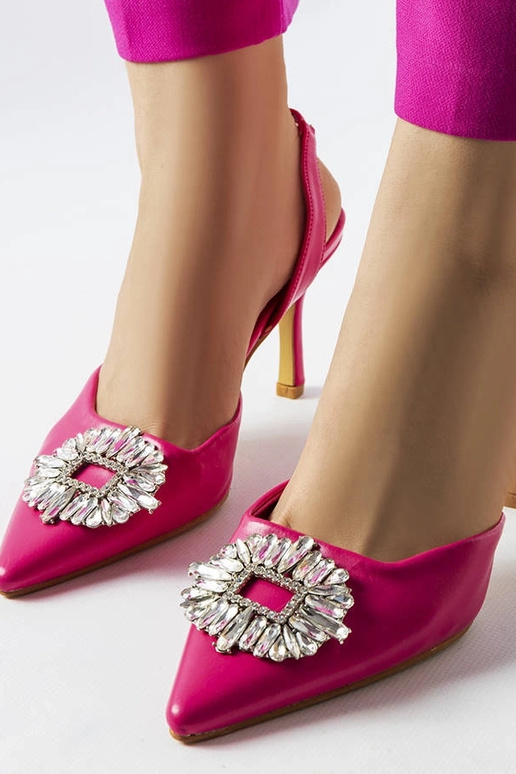 Rosa Pumps mit Strasssteinen Moïse