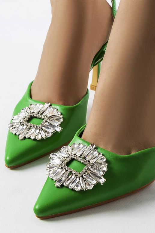 Grüne Strass-Pumps Moïse