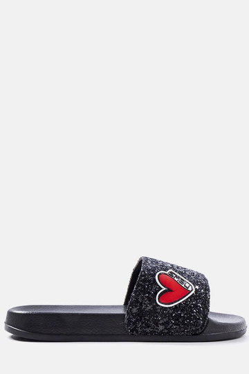 Boncoeur Schwarze Glitzer-Flip-Flops für Kinder 2