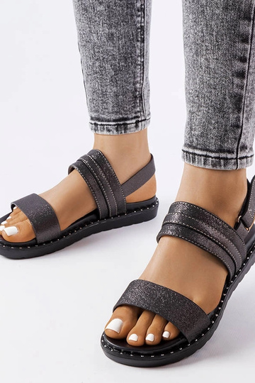 Schwarze, glänzende Felicienne-Sandalen 2