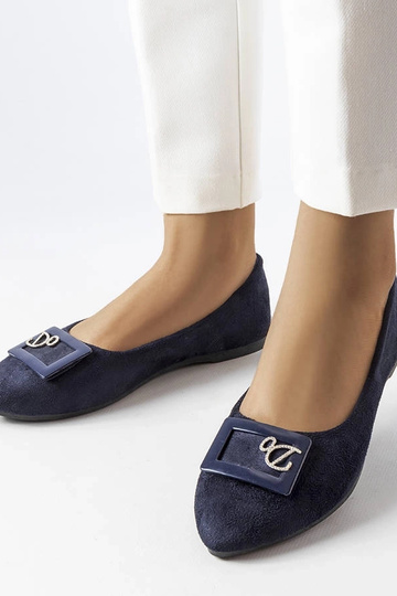 Marineblaue Ballerinas mit Zirkonen Fleming