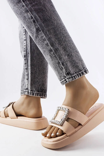 Beige Flip-Flops mit Fusberta-Zirkonen