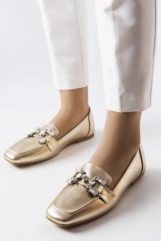 Goldene Mokassins mit Zirkonen Marechal