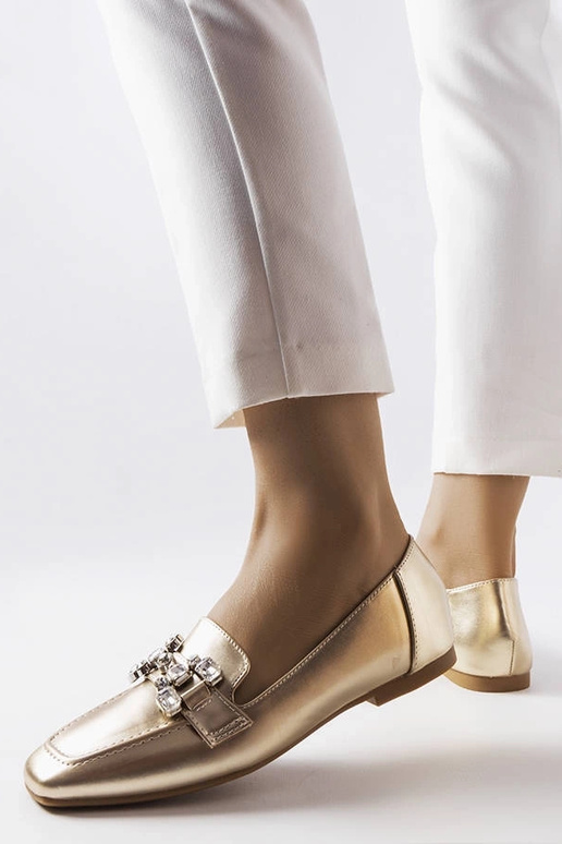 Goldene Mokassins mit Zirkonen Marechal