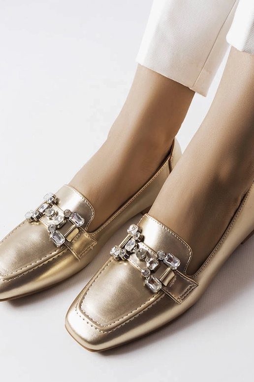Goldene Mokassins mit Zirkonen Marechal