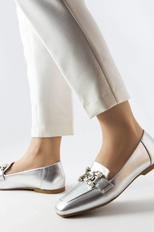 Silberne Mokassins mit Zirkonen Marechal Silberne Mokassins mit Zirkonen Marechal