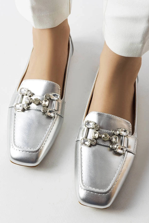 Silberne Mokassins mit Zirkonen Marechal Silberne Mokassins mit Zirkonen Marechal