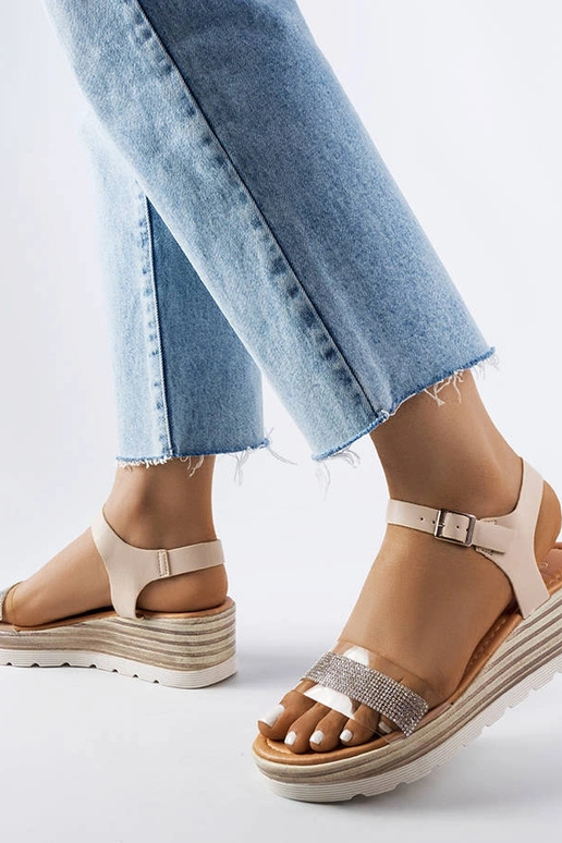 Beige Keilsandalen von Bussière Beige Keilsandalen von Bussière