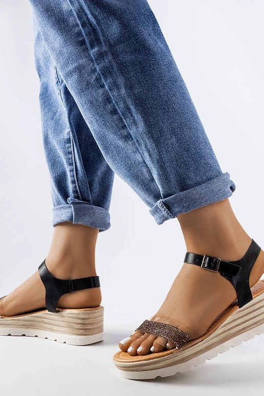 Schwarze Bussière-Keilsandalen Schwarze Bussière-Keilsandalen