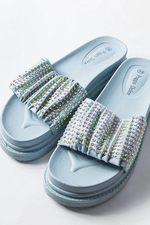 Blaue Damenpantoletten mit Zirkonen... Blaue Damenpantoletten mit Zirkonen...