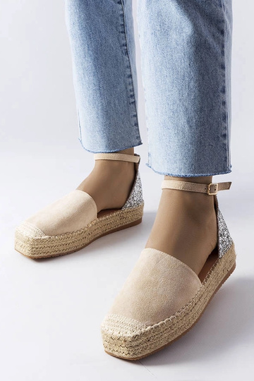 Beige Espadrilles mit...