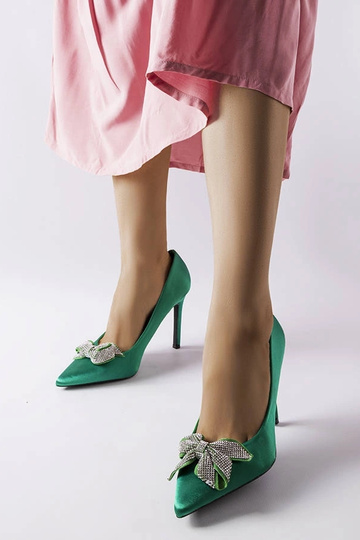 Mia – Grüner High Heel mit Satinschleife 2