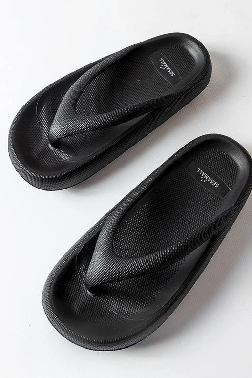 Schwarze klobige Flip-Flops „Modesto“