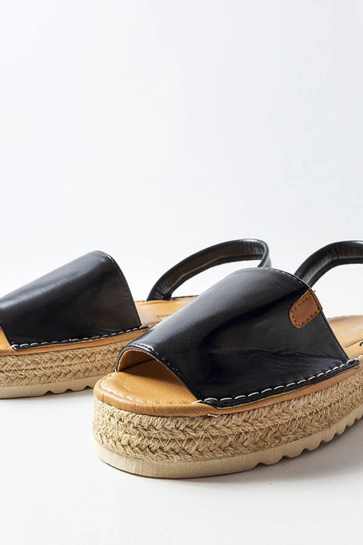 Schwarze Espadrilles auf Plattform,...